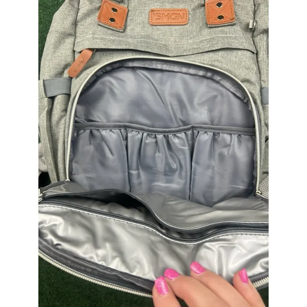 ISMGN Gray Solid Backpack Zip Closure Adjustable Strap Inner Pockets Travel